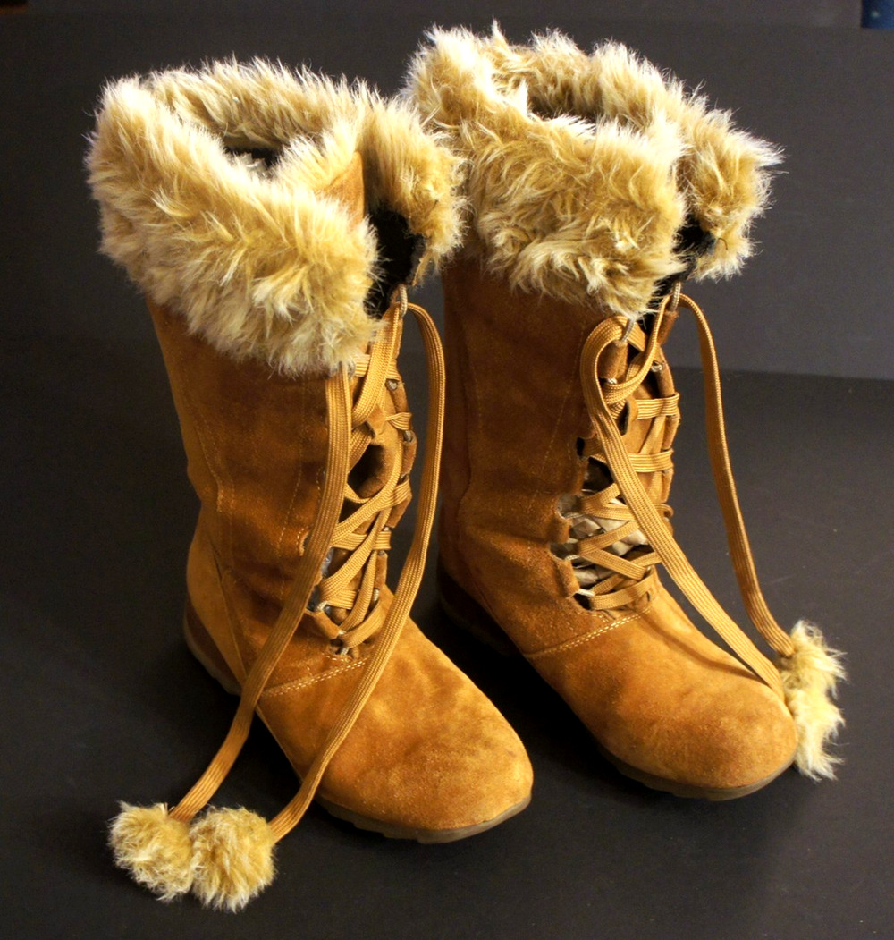 Sporto Ladies Brown Suede Leather Winter Boots / Faux Fur - Size 10W